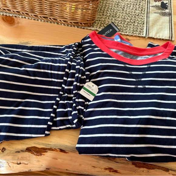 Nautica Navy and White Striped Tank with Red Accents - Picture 1 of 5